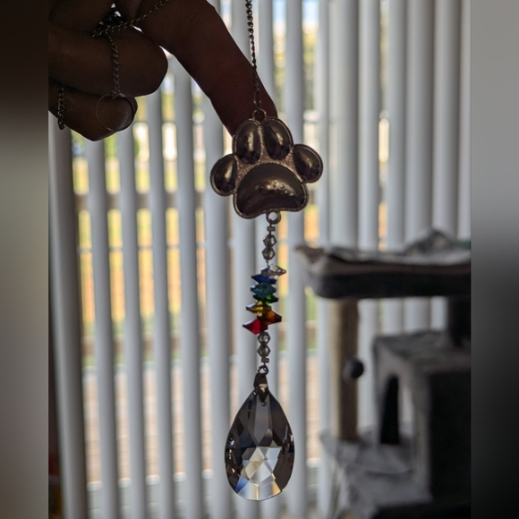 Paw Print Acrylic Suncatcher Prism Crystal Affect 13 X 1.37" Approx - Picture 4 of 8